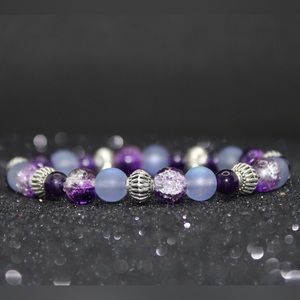 Purple glass beaded bracelet
